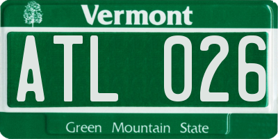 VT license plate ATL026