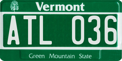 VT license plate ATL036