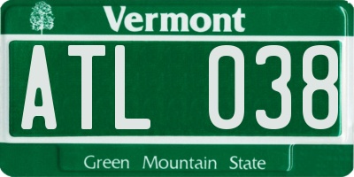 VT license plate ATL038