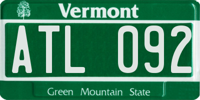 VT license plate ATL092