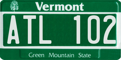 VT license plate ATL102