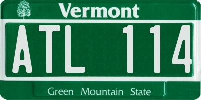 VT license plate ATL114