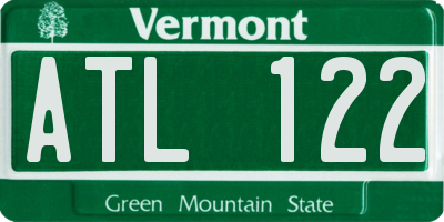 VT license plate ATL122