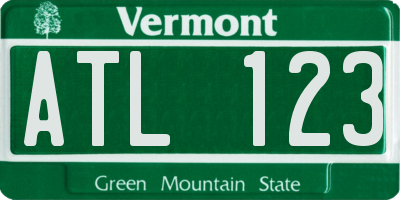 VT license plate ATL123