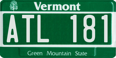 VT license plate ATL181