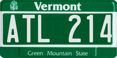 VT license plate ATL214