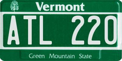 VT license plate ATL220