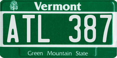 VT license plate ATL387