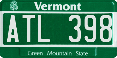 VT license plate ATL398