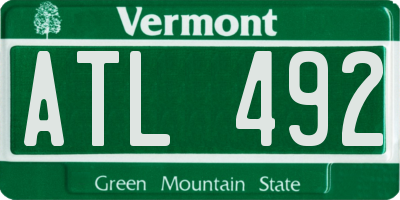 VT license plate ATL492