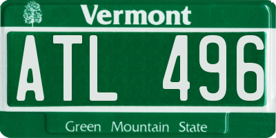 VT license plate ATL496
