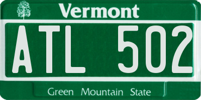 VT license plate ATL502