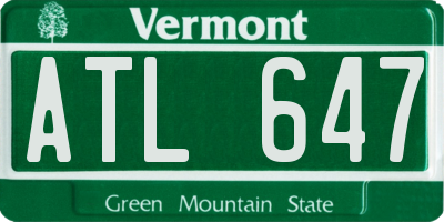 VT license plate ATL647