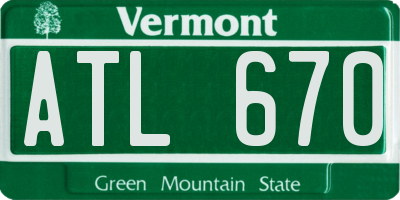 VT license plate ATL670