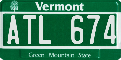 VT license plate ATL674