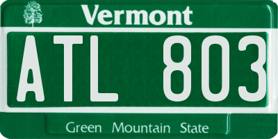 VT license plate ATL803