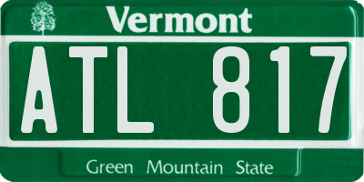 VT license plate ATL817