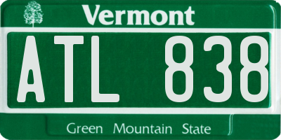 VT license plate ATL838