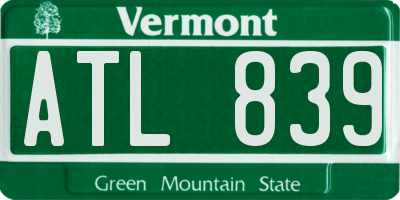 VT license plate ATL839