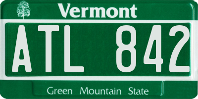 VT license plate ATL842