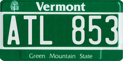 VT license plate ATL853