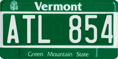 VT license plate ATL854
