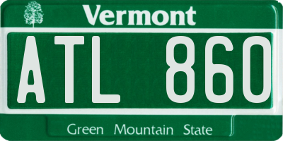VT license plate ATL860