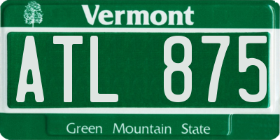 VT license plate ATL875