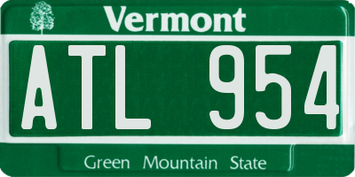 VT license plate ATL954