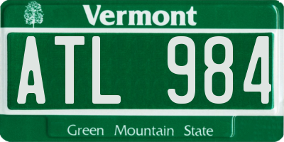 VT license plate ATL984