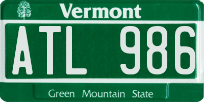 VT license plate ATL986