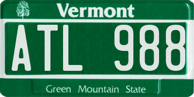 VT license plate ATL988