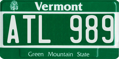 VT license plate ATL989