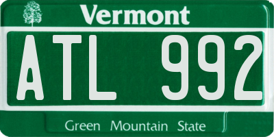 VT license plate ATL992