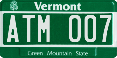 VT license plate ATM007