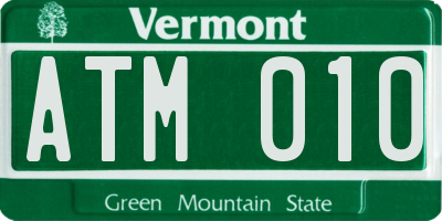 VT license plate ATM010