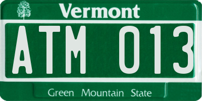 VT license plate ATM013