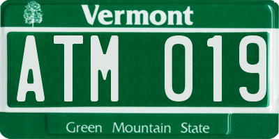 VT license plate ATM019