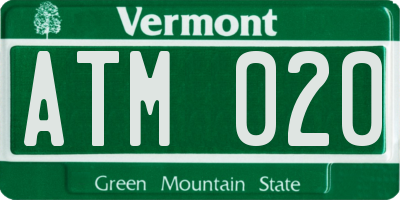 VT license plate ATM020