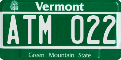 VT license plate ATM022
