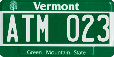 VT license plate ATM023