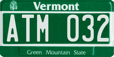 VT license plate ATM032