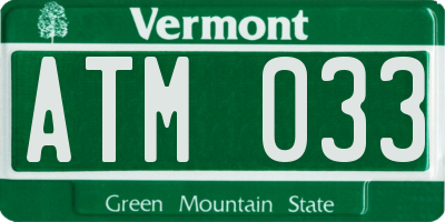 VT license plate ATM033