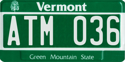 VT license plate ATM036