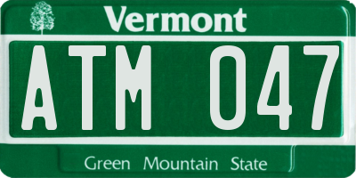VT license plate ATM047