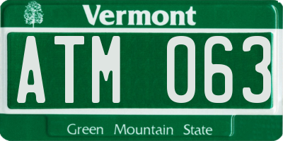 VT license plate ATM063