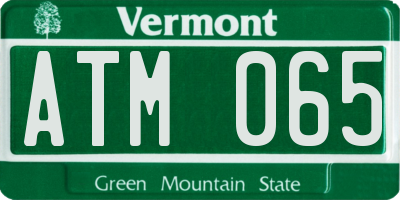 VT license plate ATM065