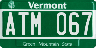 VT license plate ATM067