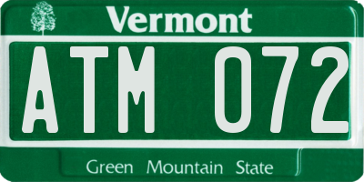 VT license plate ATM072