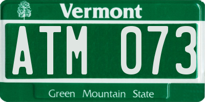 VT license plate ATM073
